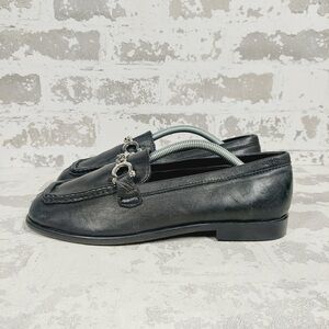 NEW Topshop Loafers Black Chain Detail Slip On Flats Classic Dress i560